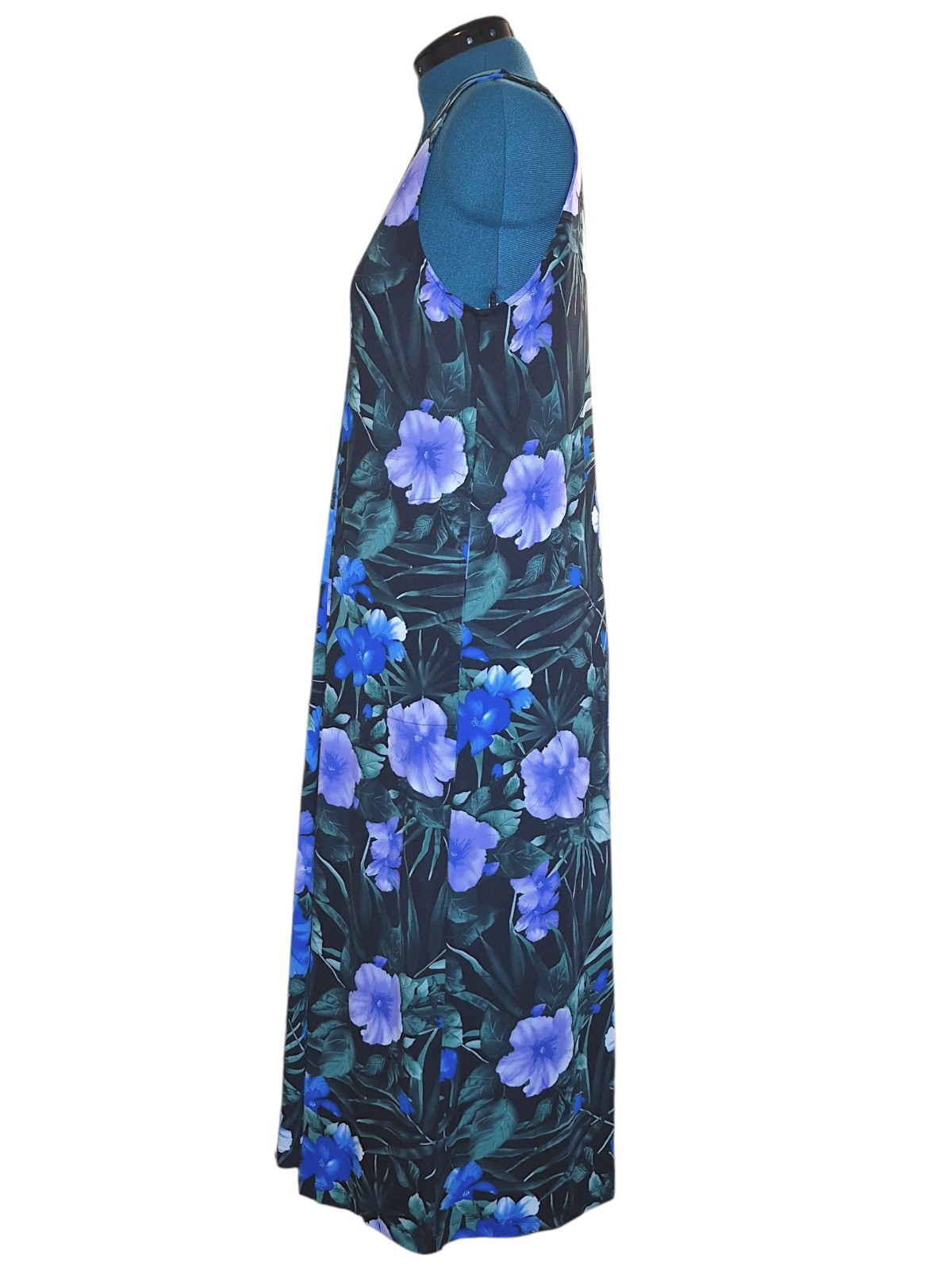 Stan Herman Silky Jersey Lounge Dress Hibiscus Sz L Black A346777 Women ZZ19