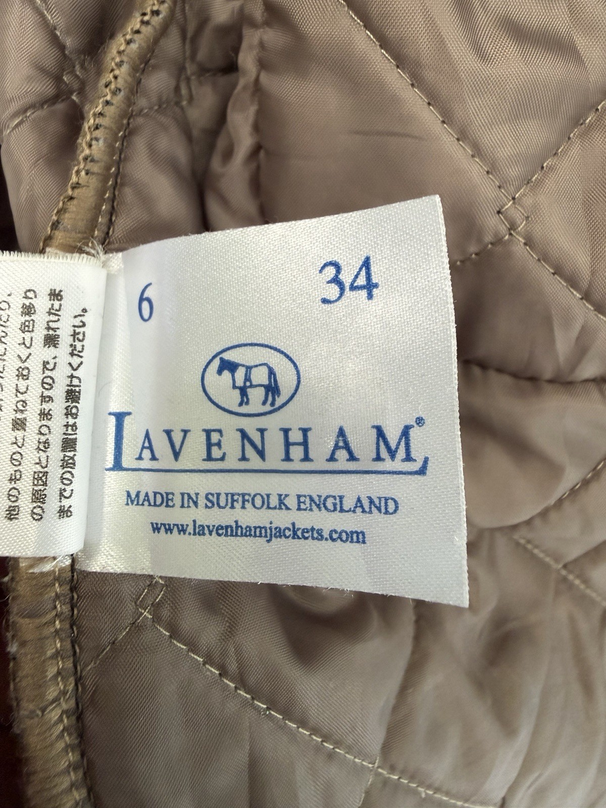 Lavenham Quilted Long Coat Jacket 6 34 Herringbone Made in England Tweed Bomber