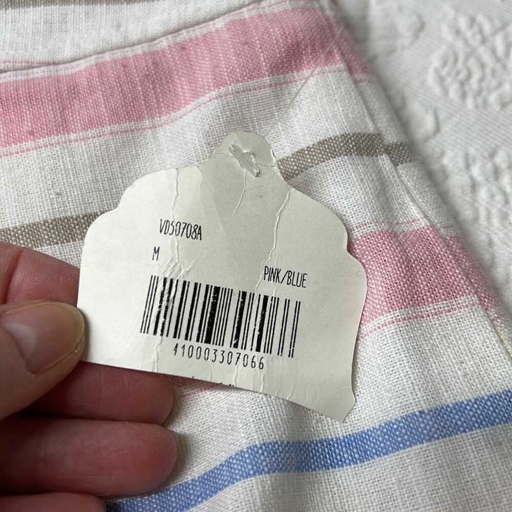 Altar’d State nwt pink blue white stripe hemp/cotton blend lined skirt sz med