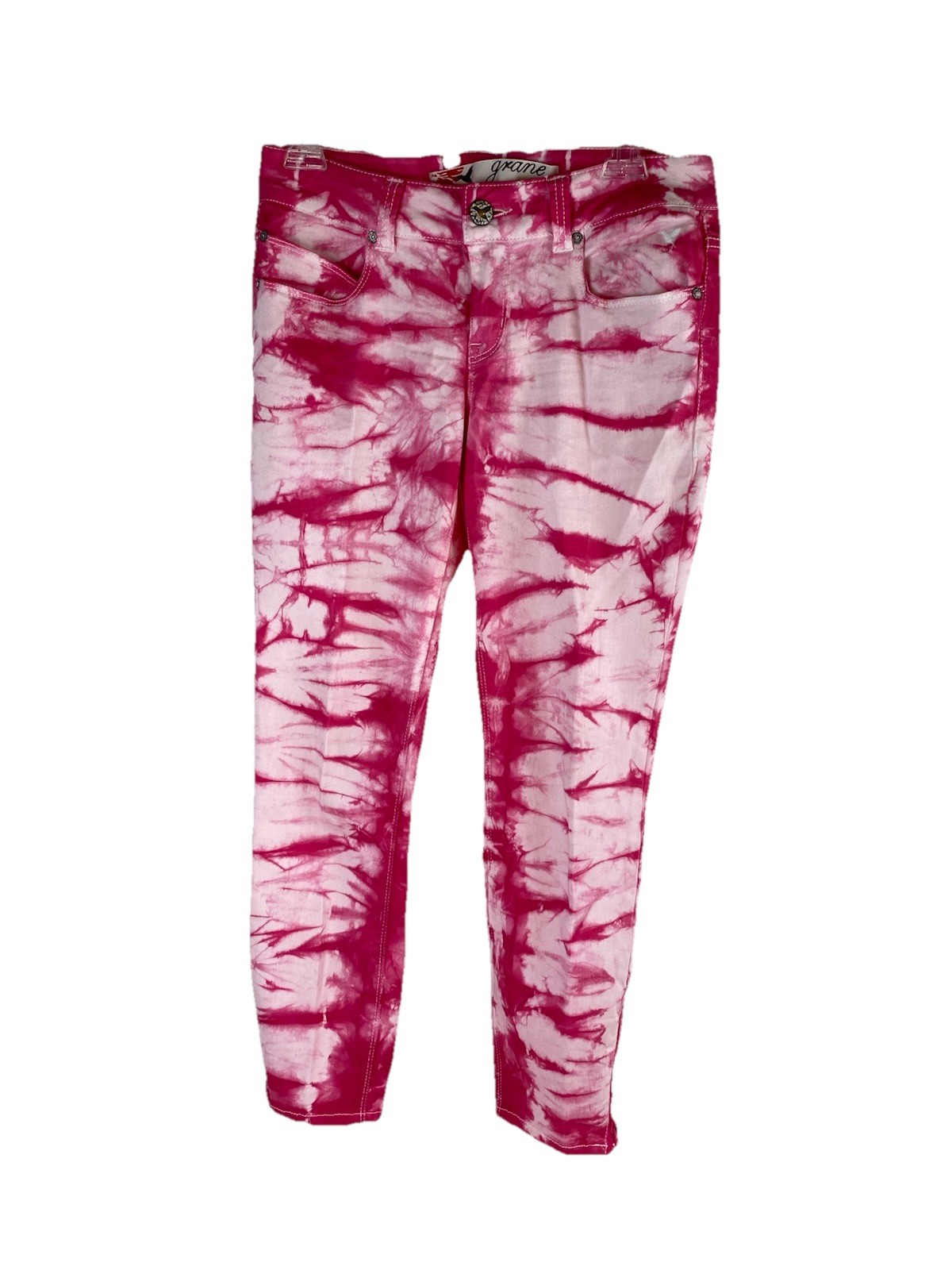 Grane Junior Tie-Dye Pink & White Jeans Zipper at Bottom Low-Rise Size 9