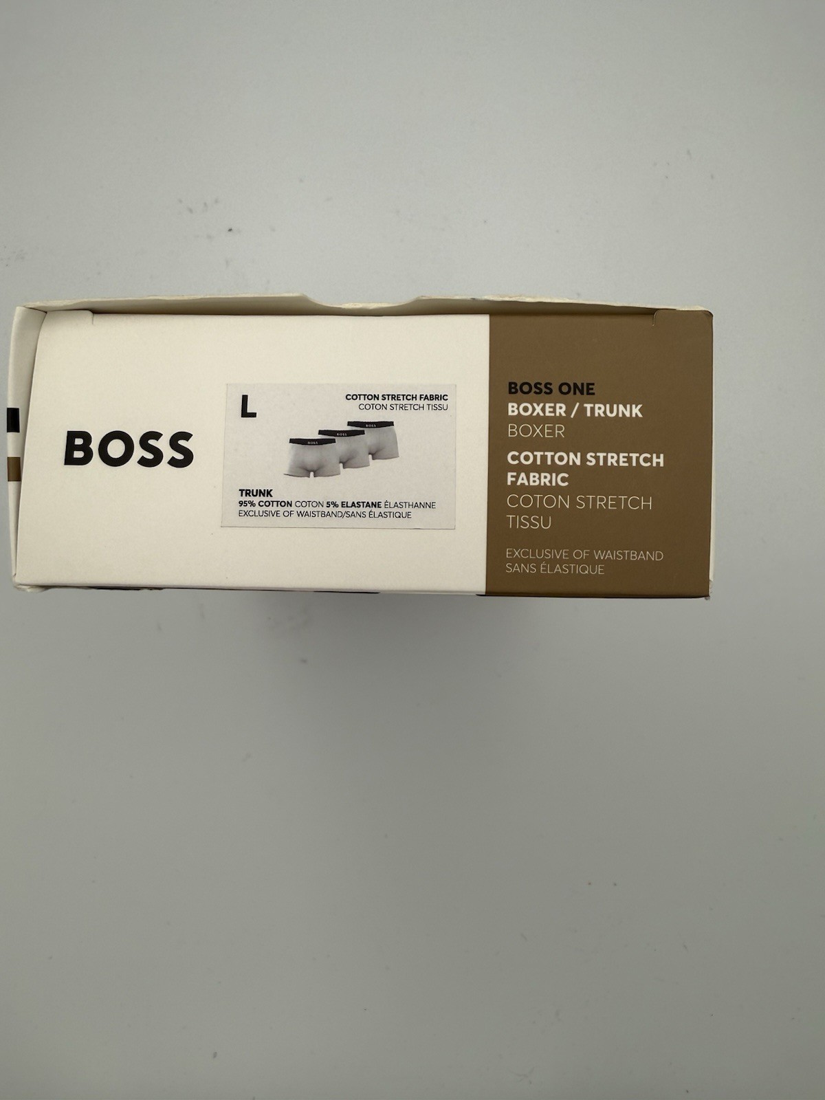 BOSS One Men’s 3-Pack Solid Cotton Stretch Trunk Underwear Size L