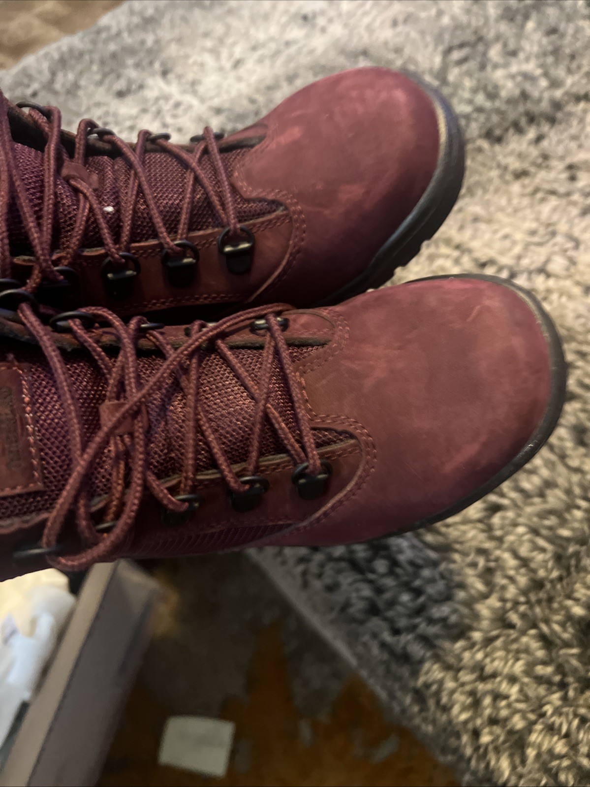 Timberland 6-Inch Waterproof Field Boot Burgundy Nubuck Men’s Boots Size 4.5