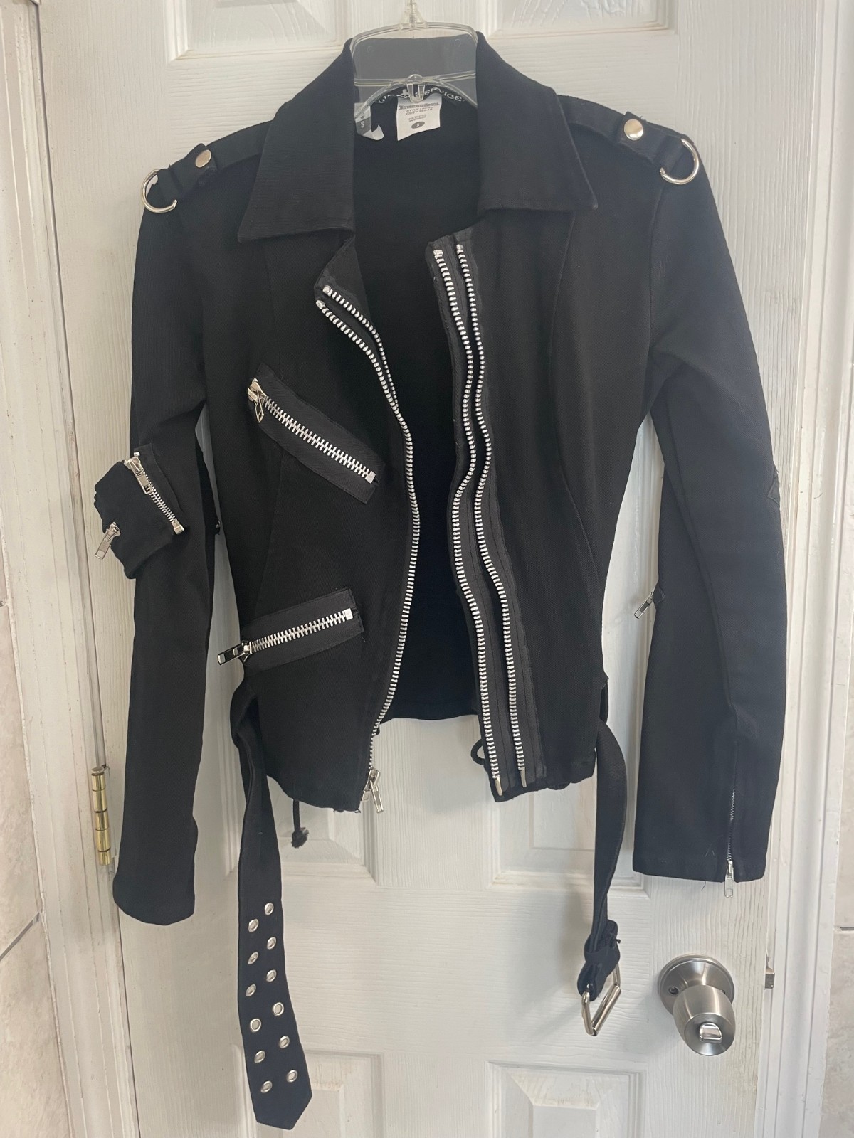 Vintage LIP SERVICE Womens Punk Rock Moto Zip Jacket Size Small!