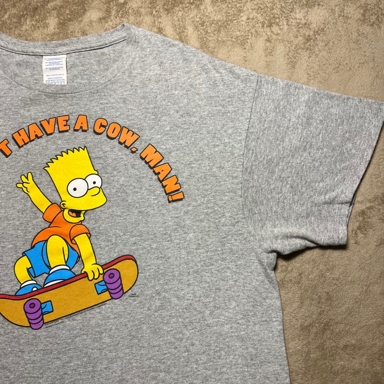 Delta The Simpsons Bart Simpson Skateboard Don’t Have A Cow Man Gray T Shirt L