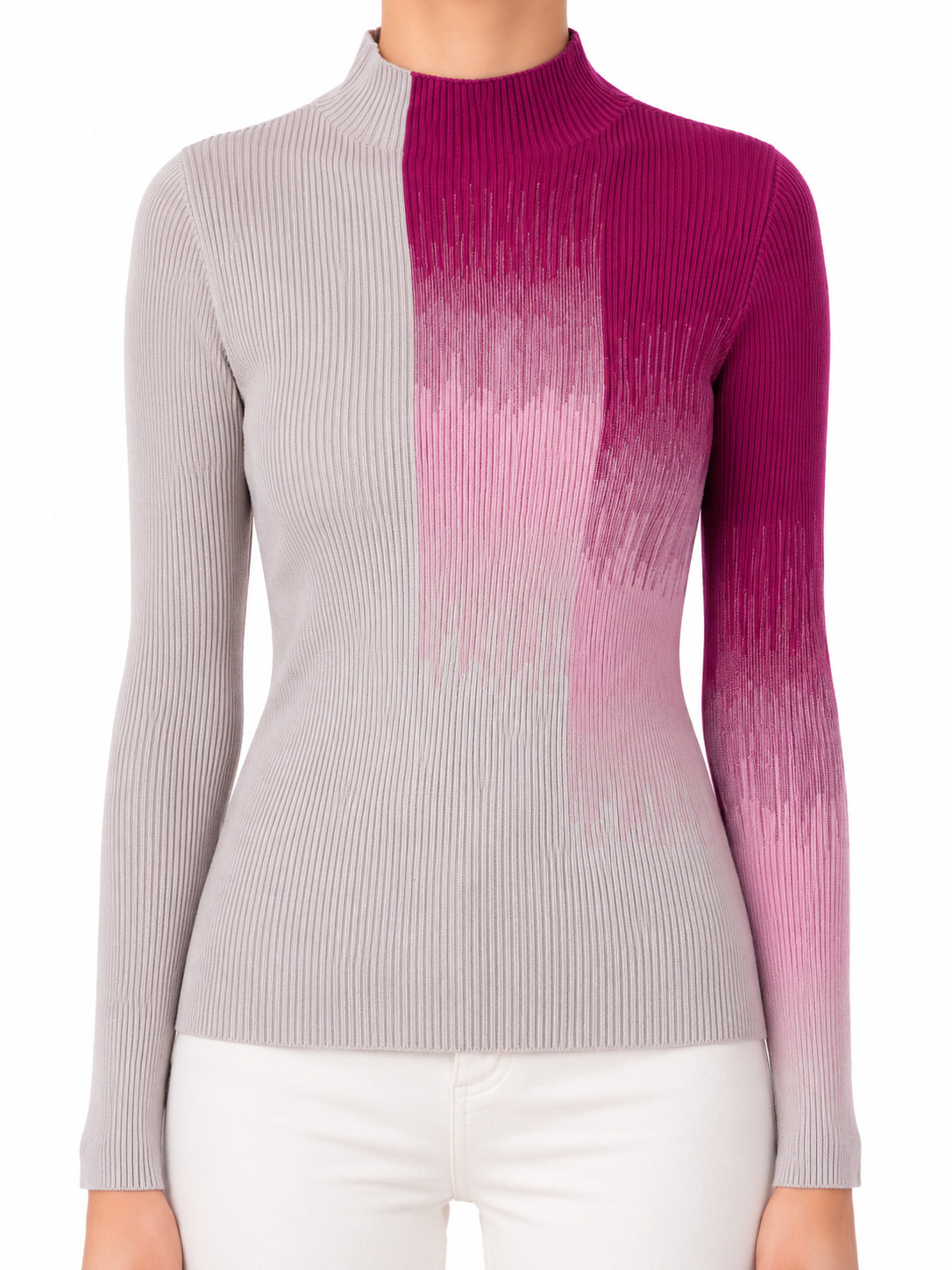 Giorgio Armani Women’s Pink White Mock Neck Sweater EU 40 BNWT