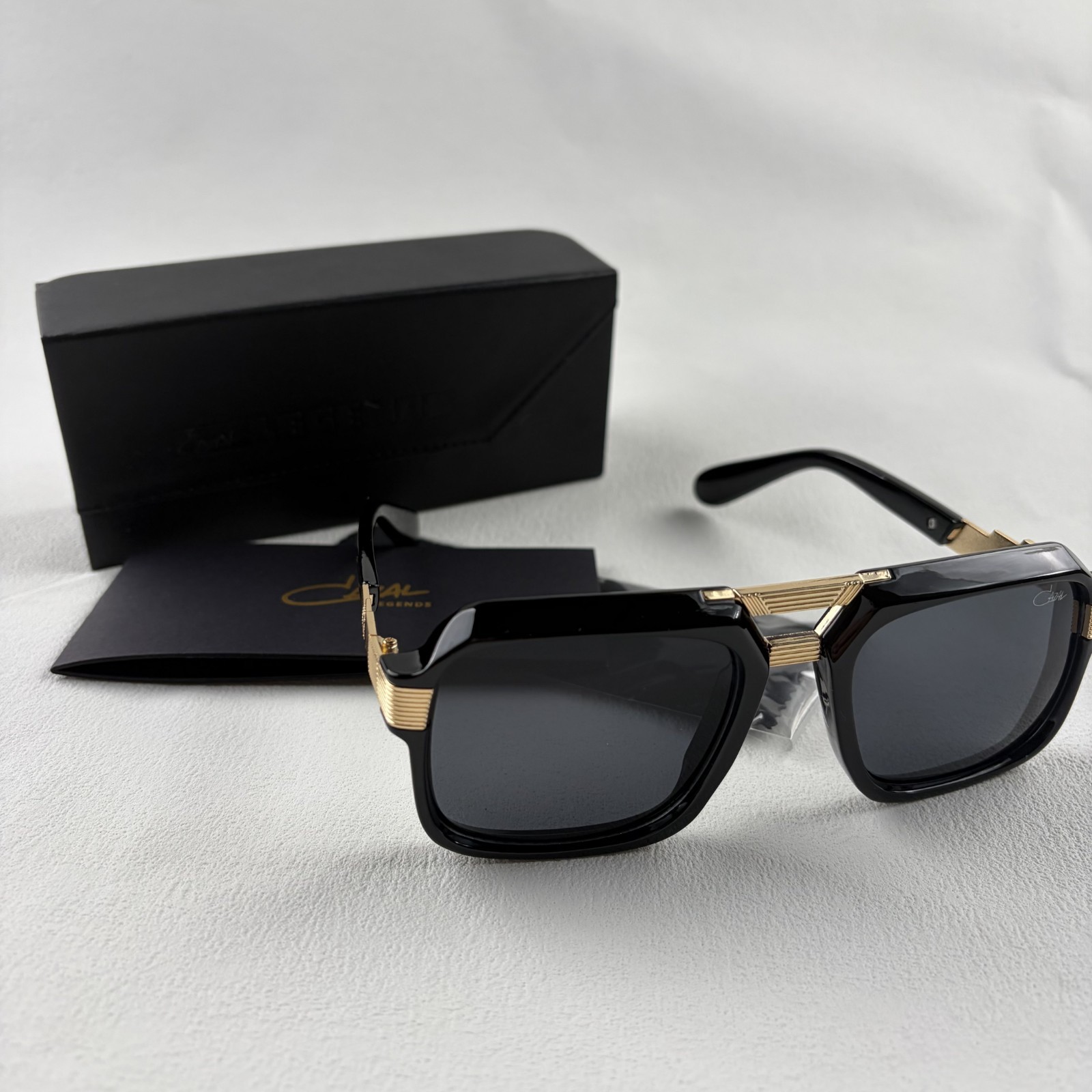 Cazal Sunglasses Black Crystal & Gold Frame Black Lens Men’s Women’s Eyewear