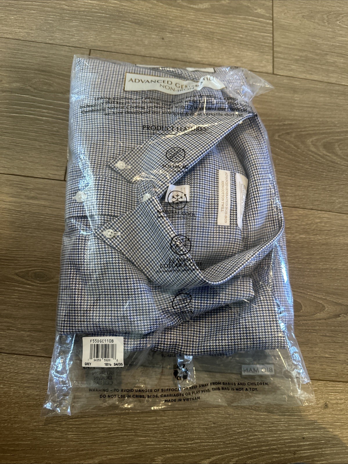 Roundtree Yorke Gold Label Men’s Shirt Size 18.5 34-35 Grey Blue Generation