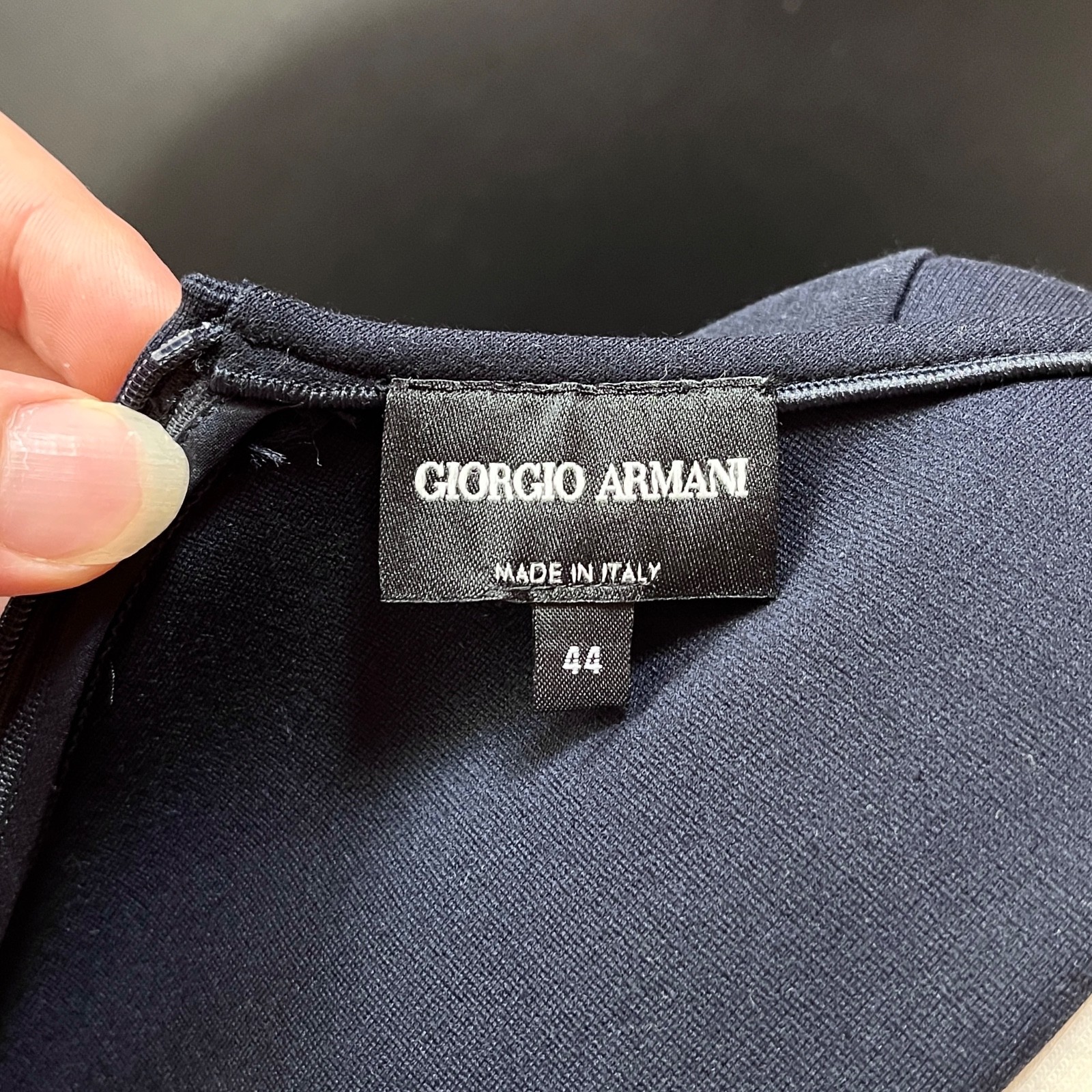 Giorgio Armani Black Draped Midi Dress Made in Italy IT44