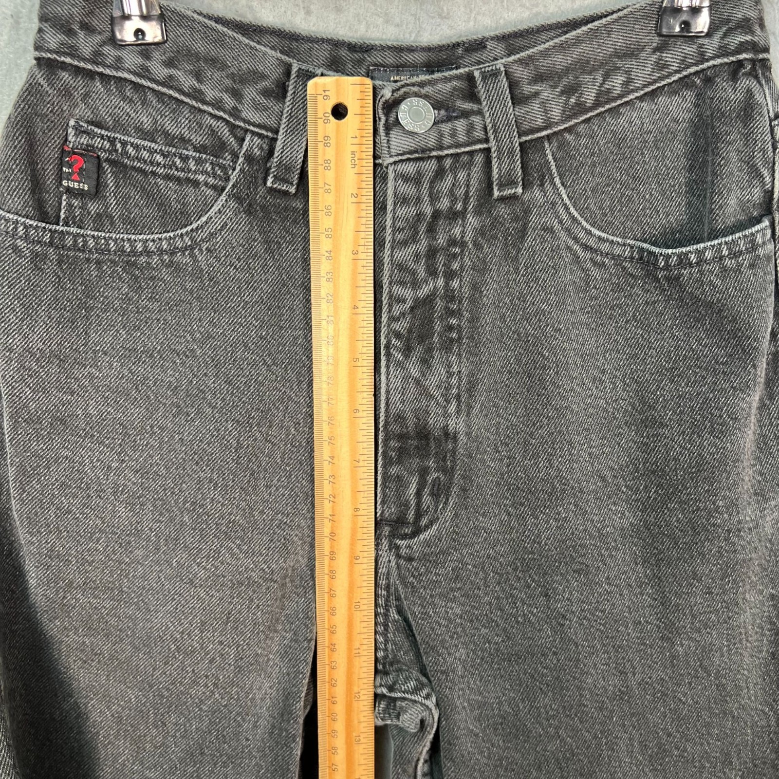VTG Guess Womens Size 30 (24 in Waist) High-Waisted Tapered Black Denim Pants