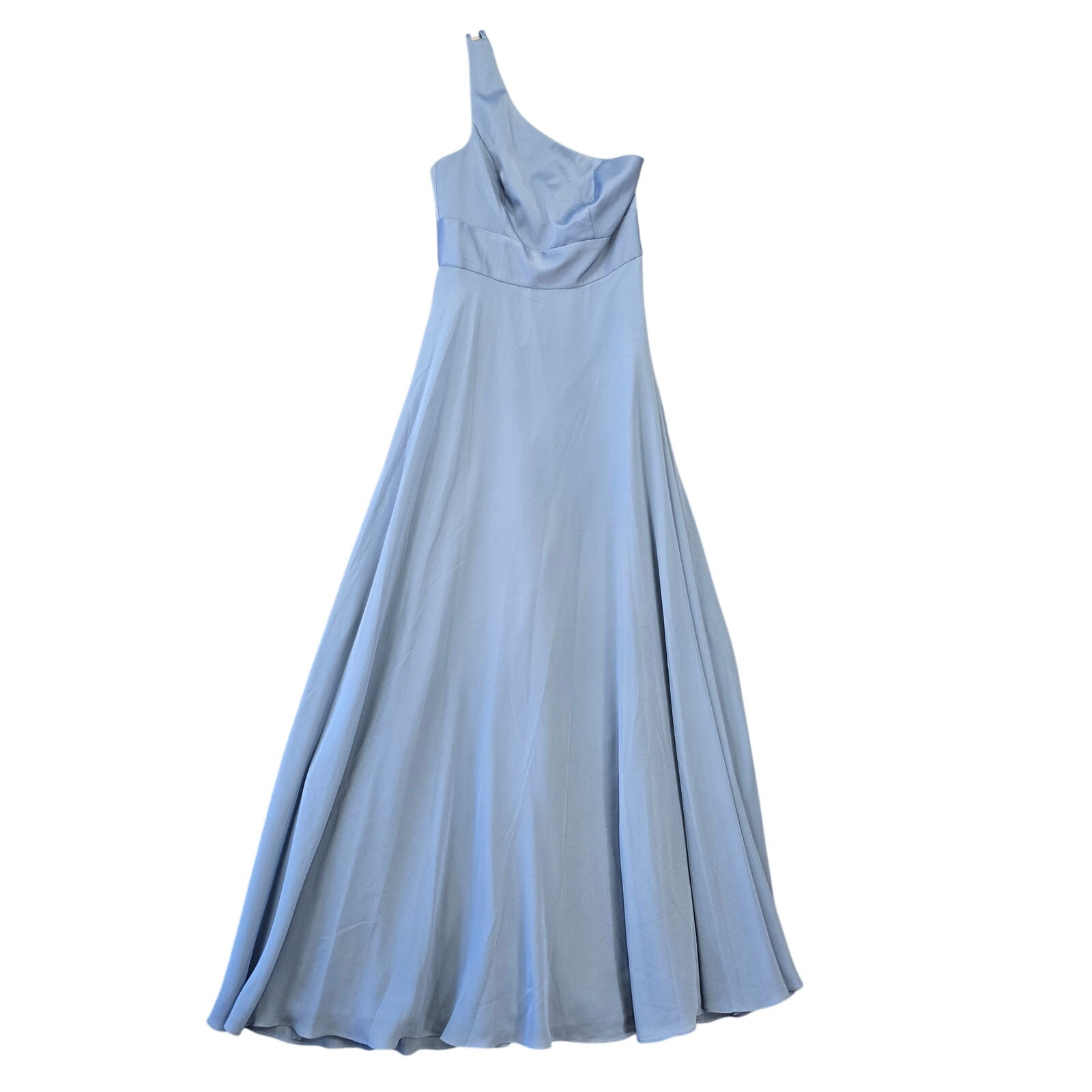 David’s Bridal Blue Formal Maxi Long One Shoulder Gown Zip NEW $149 Women Size 4