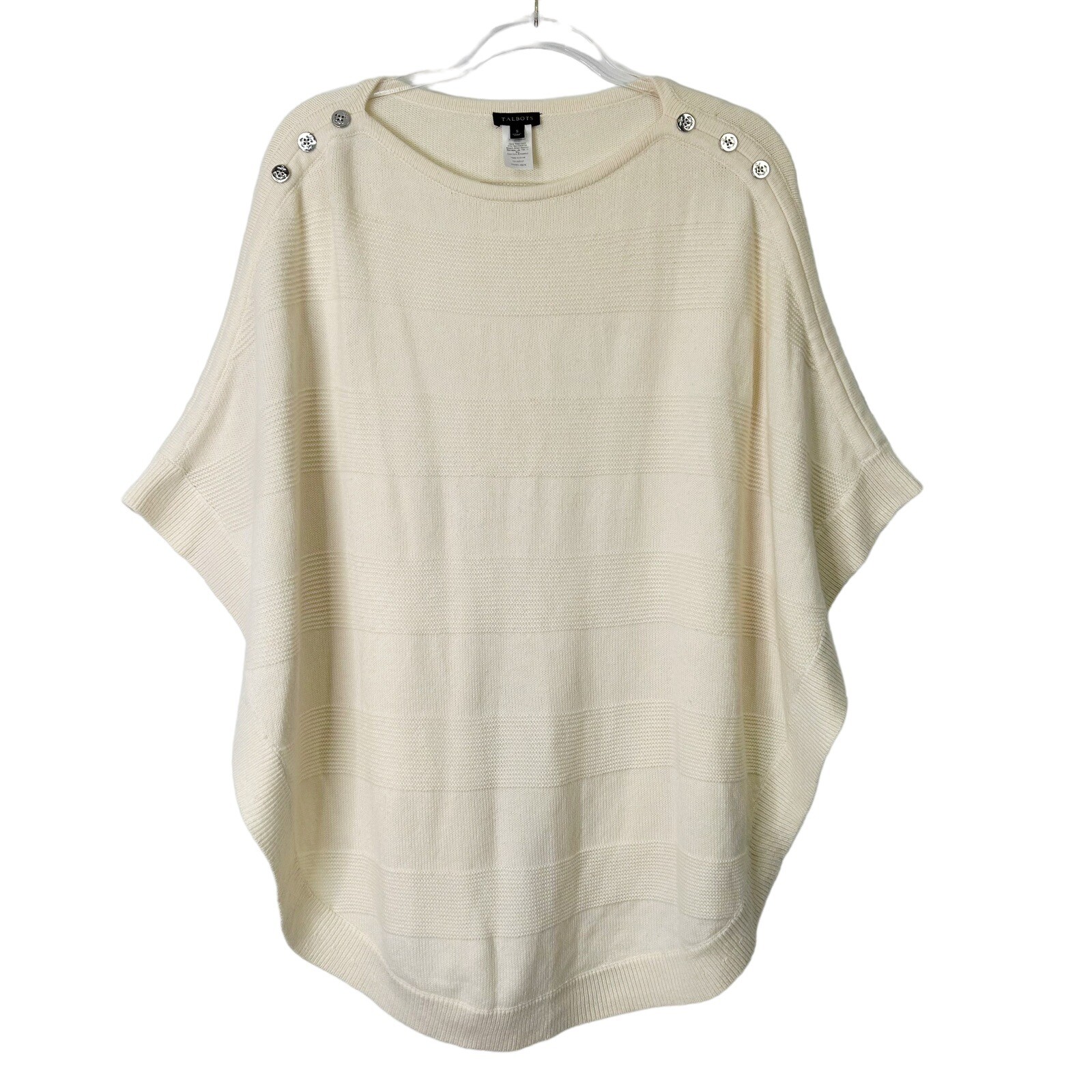 Talbots Poncho Sweater Women’s Size Small Cream Oversized Wool Blend