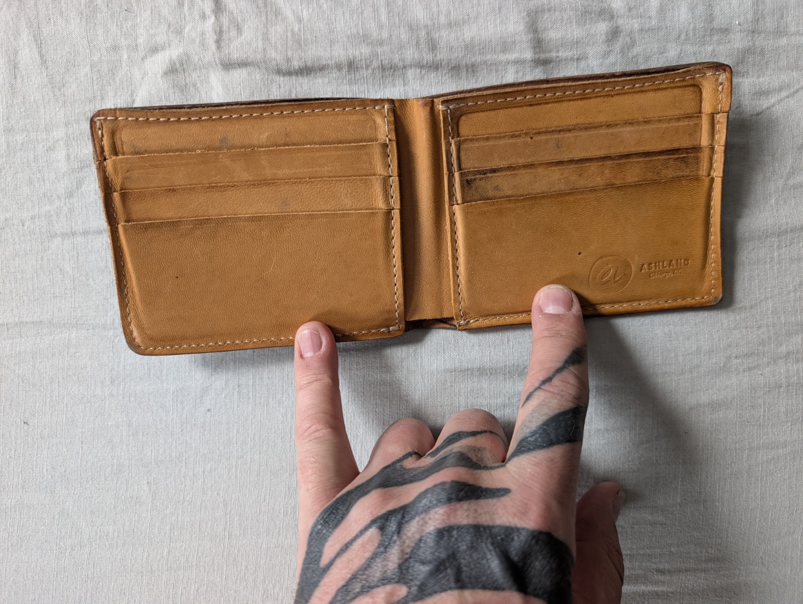 Ashland Leather Brown Shell Cordovan Johnny the Fox Wallet USA Heavy Patina