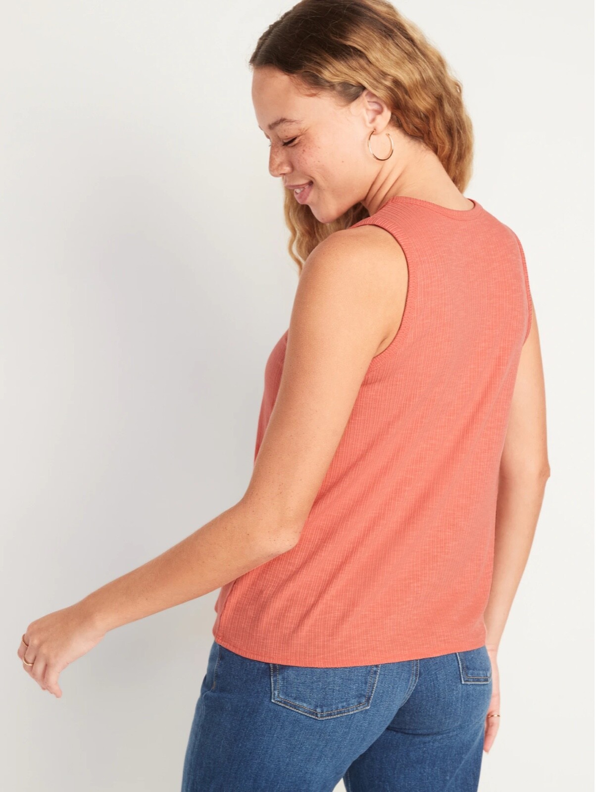 Old Navy Women’s Luxe Rib-Knit Swing Tank Top Sugar Poppy Size XXL or 2X