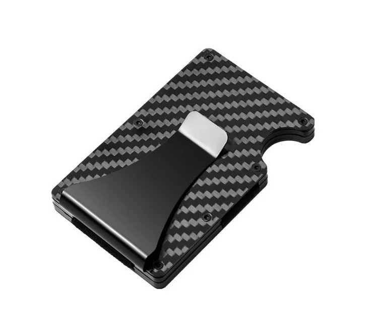 Men’s RFID Blocking Slim Money Clip Carbon Fiber Wallet ID Credit Card Holder