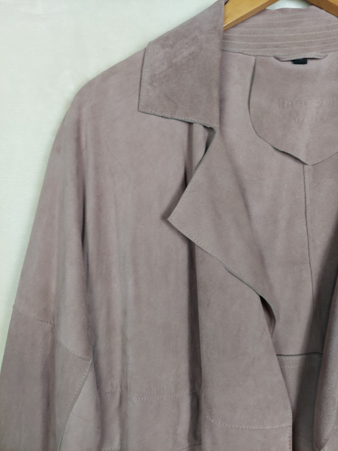 Linea Pelle Collection Suede Trench Coat Womens M Lavender 100% Lames Leather