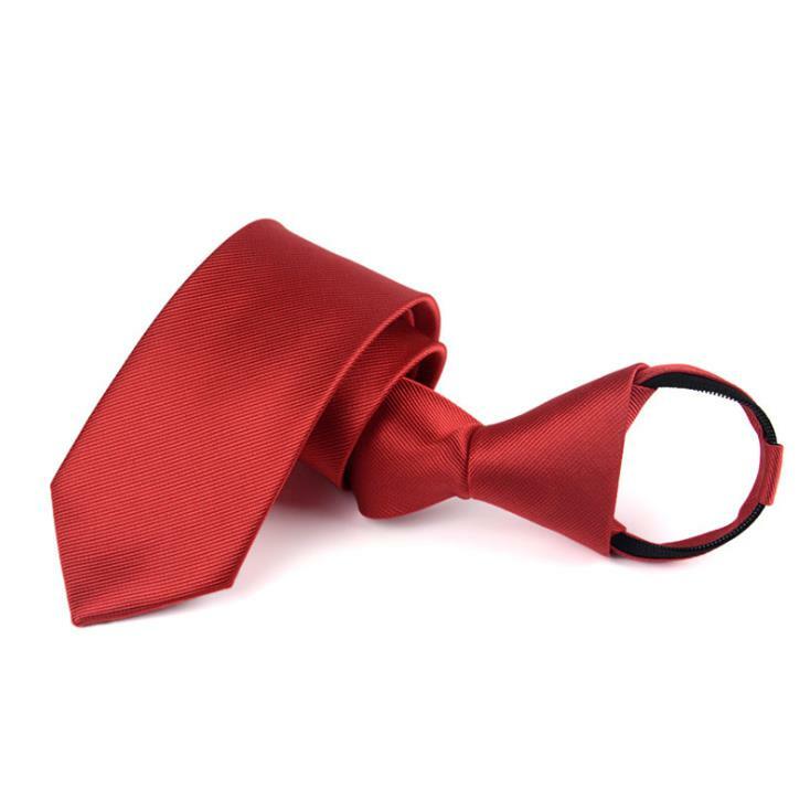 Men’s Solid Color Ready Knot Pre Tied Formal Zipper Tie Neck Wear