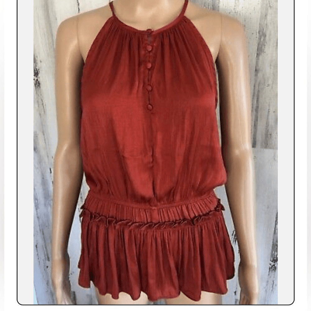 Philosophy Shirred Waist Silky Spaghetti Strap Blouse Sz XS.