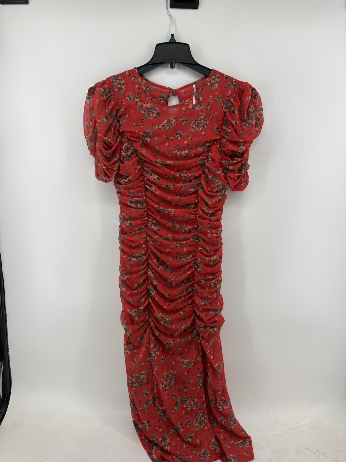 Free People Women’s Briella Midi Dress Orange/Red With Flowers Size Medium
