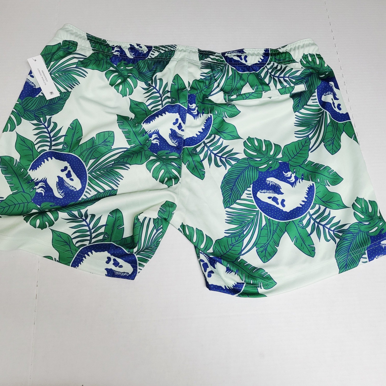 Jurassic Park Mens XL Swim Trunks Tropical Dinosaur Print Blue Green White NEW