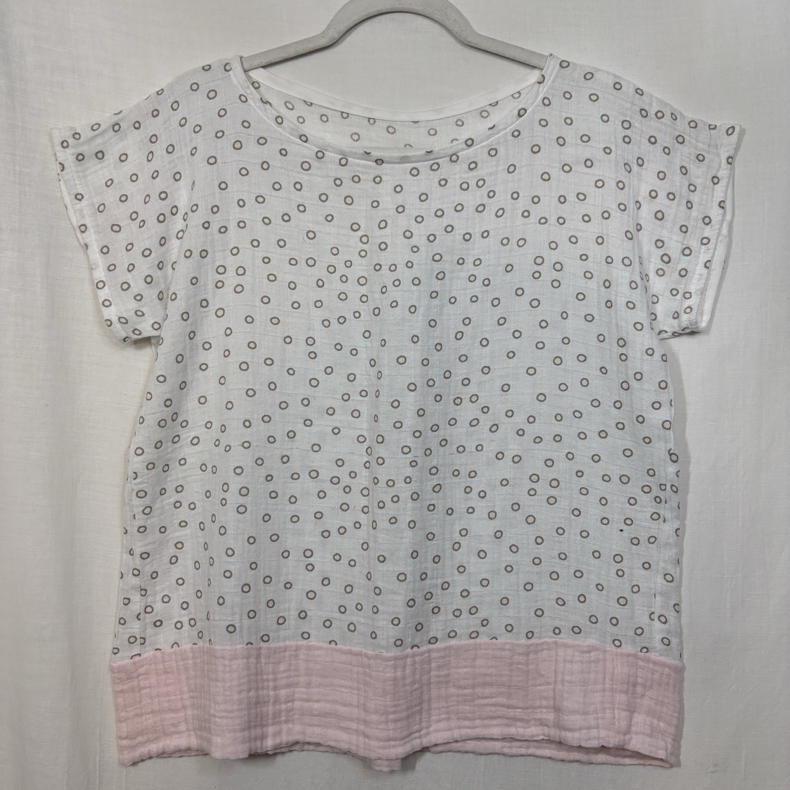 Cotton Gauze Blouse Tunic Top White Brown Pink Resort Beach Vacation Sun