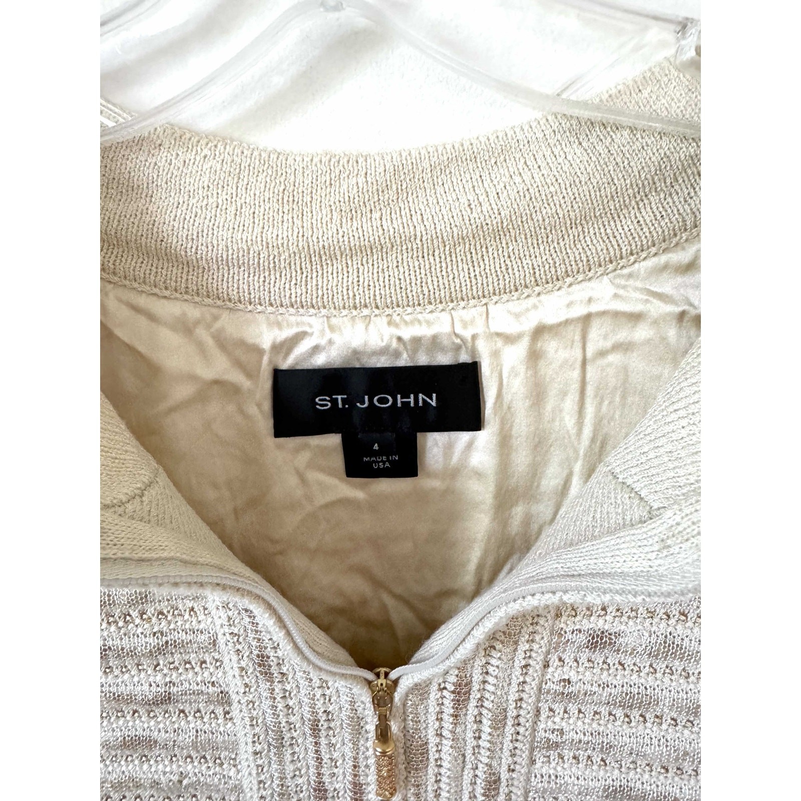 St. John Designer Gold Knit Jacket Gold Size 4