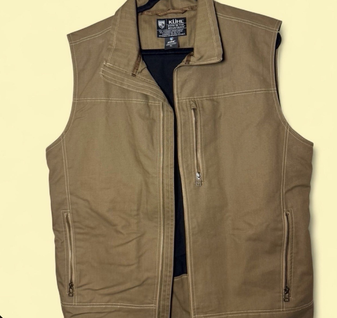 Kuhl Men’s Brown Zip Vest Stand-Up Collar Zipped Pockets Size XL