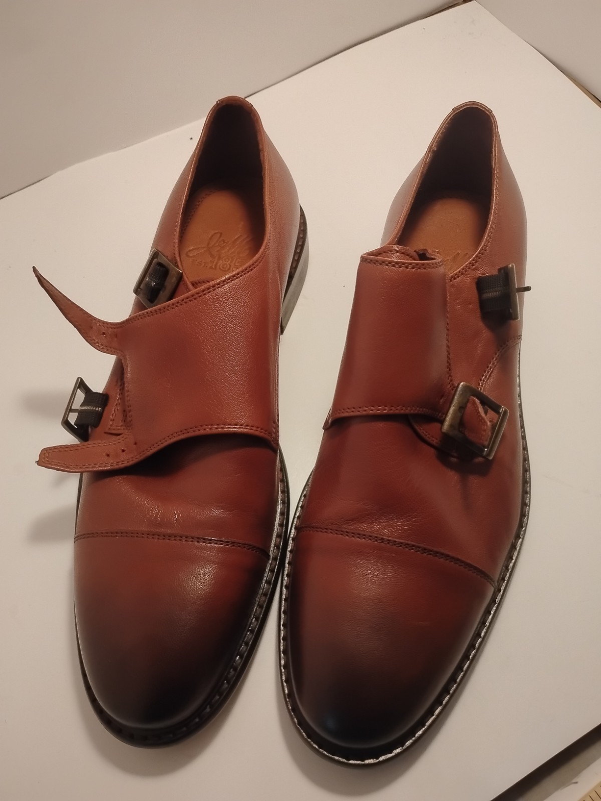 Vintage J&M Est. 1850 Johnston & Murray Maddox Tan Italian Calfskin Double…