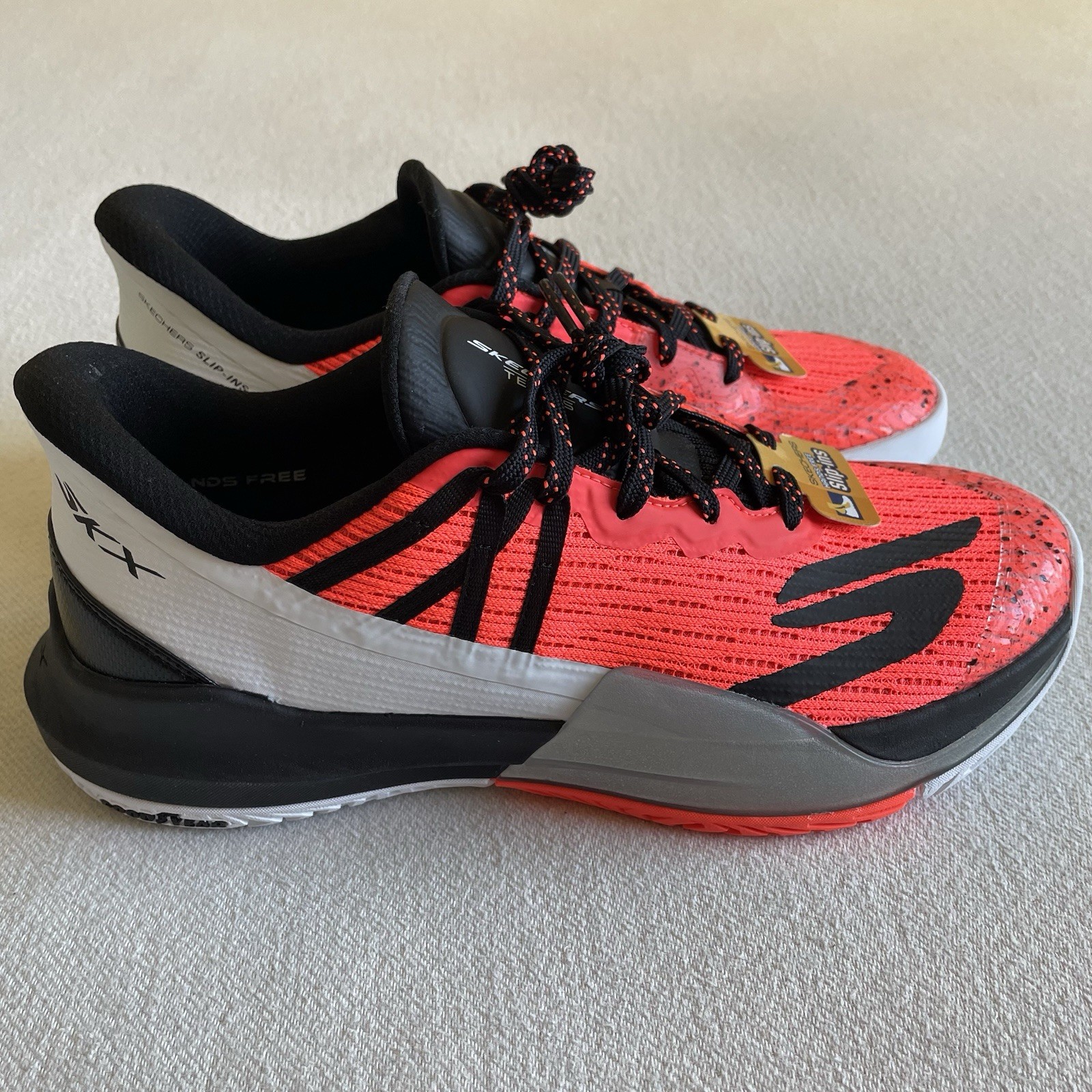 Skechers Slip In Men Size 8 Tennis Baseline Bully Pickleball Shoe Coral Black