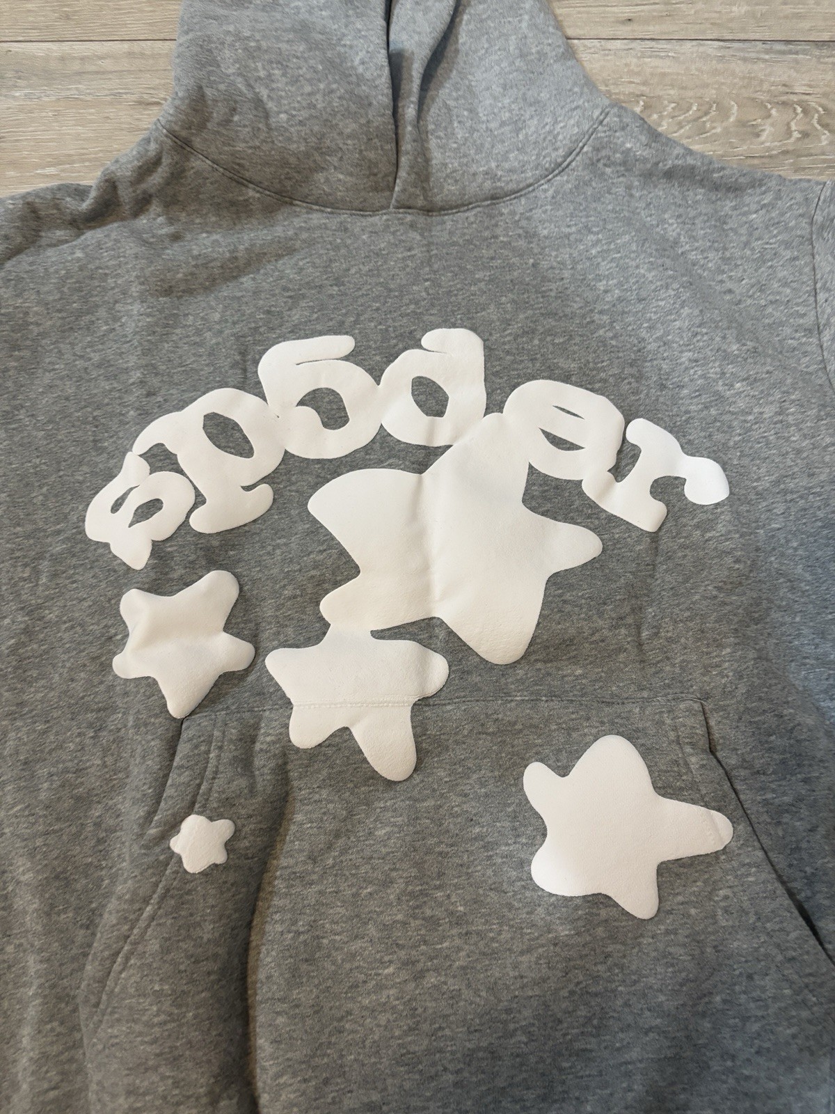 sp5der Big Star Hoodie Graphic Logo Pullover Gray Men’s Size L