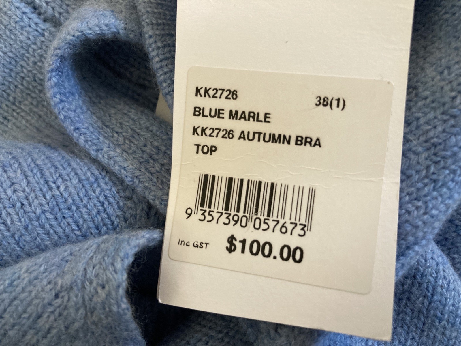 Kookai AUTUMN BRA TOP size1 AU8 100% Wool New with tag RRP $100