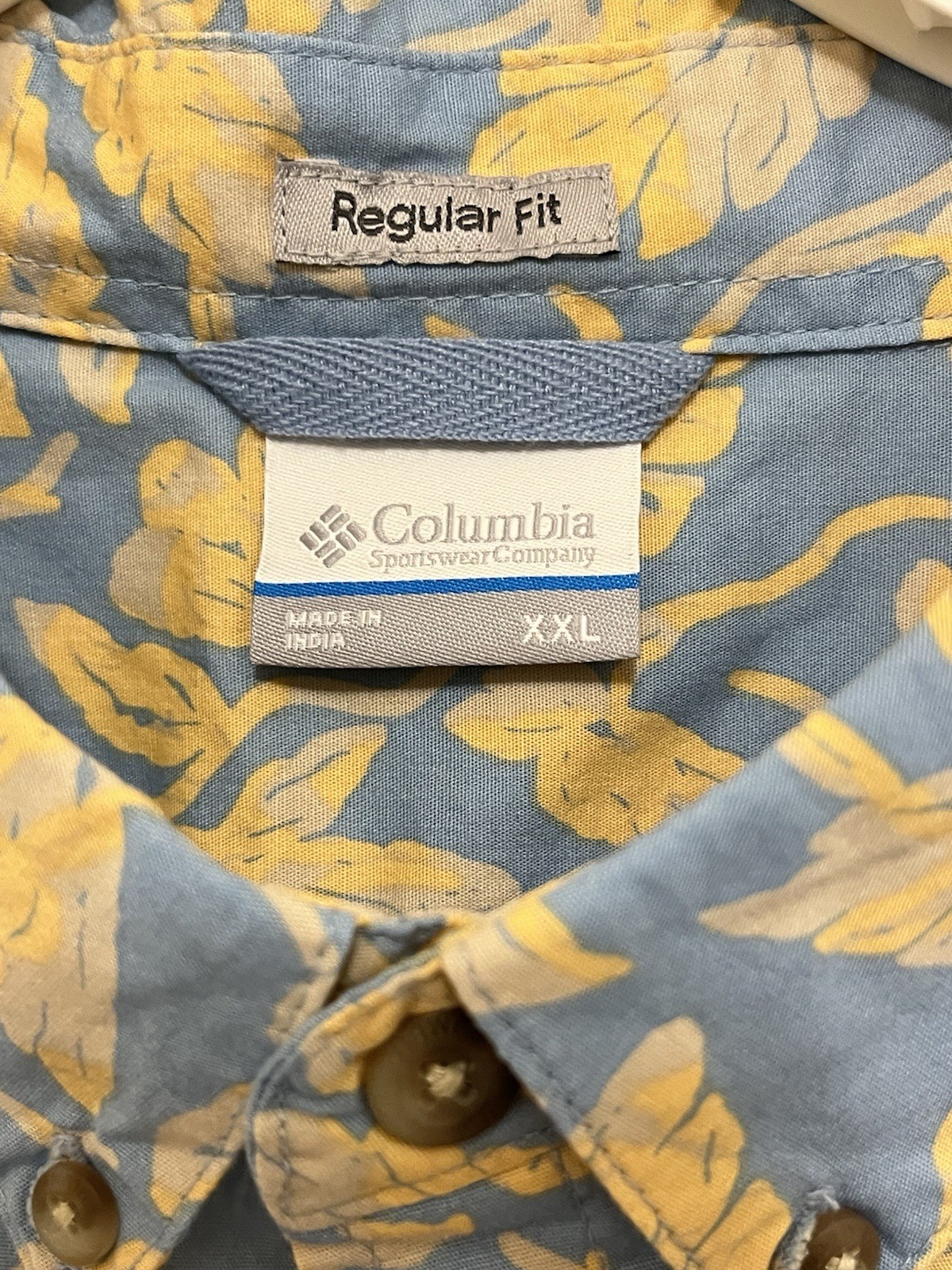 Columbia Sportswear Rapid Rivers Button Front Printed Short Sleeve Size XXL