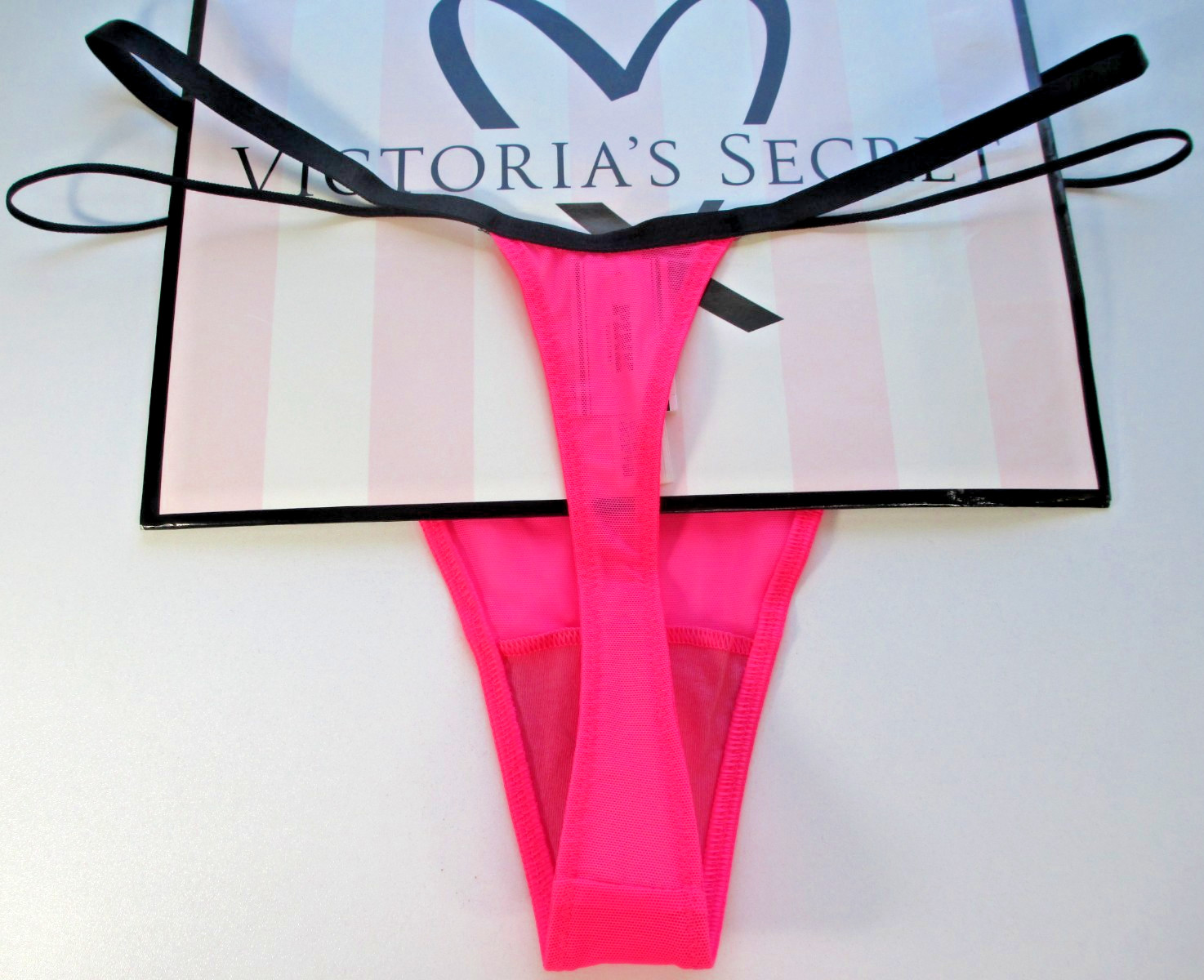VICTORIA’S SECRET PINK High Leg Thong Panty S M L XL Pink Black NWT Strappy VS