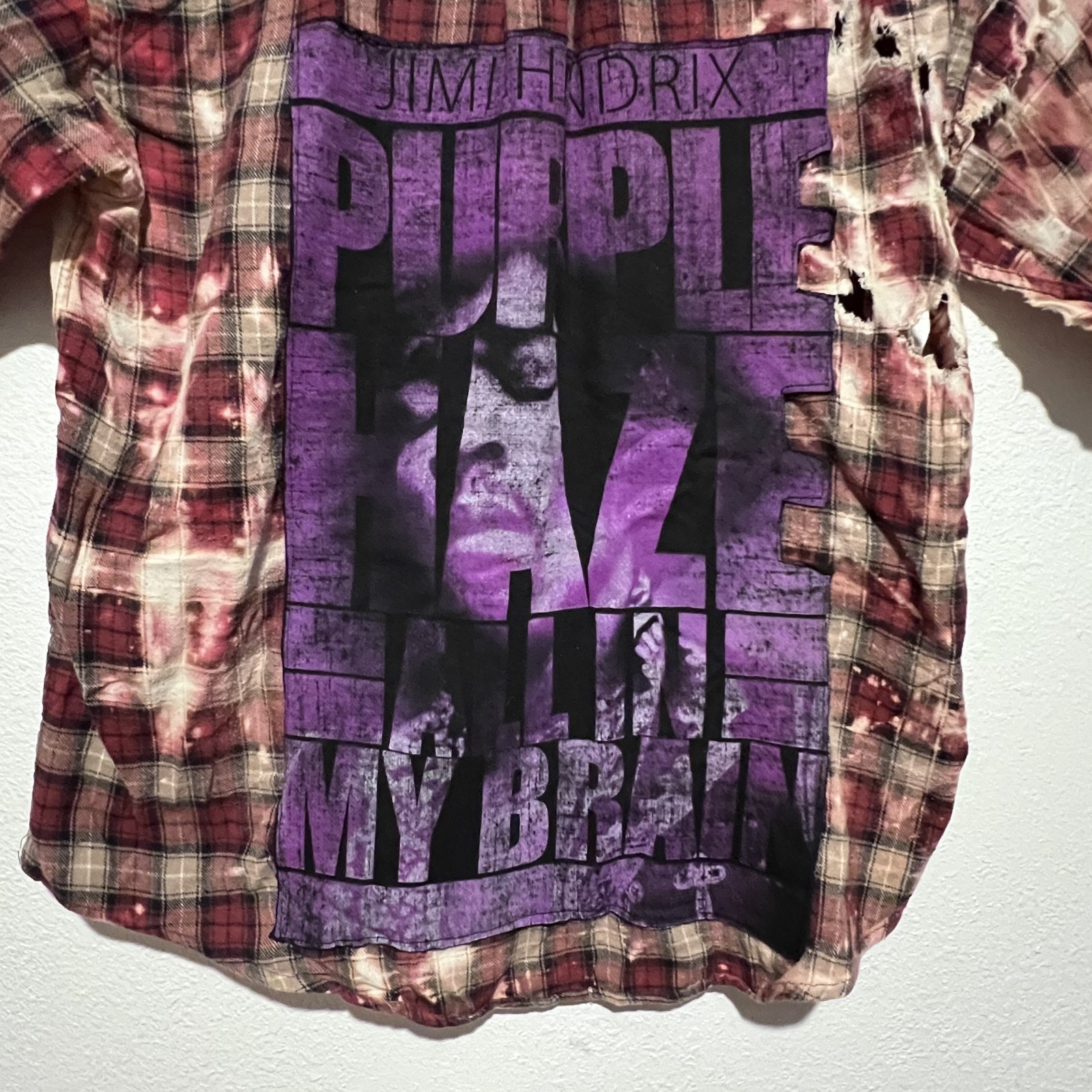 Two Gypsea Souls x Jimi Hendrix Upcycled Flannel Distressed & Bleached Band A5