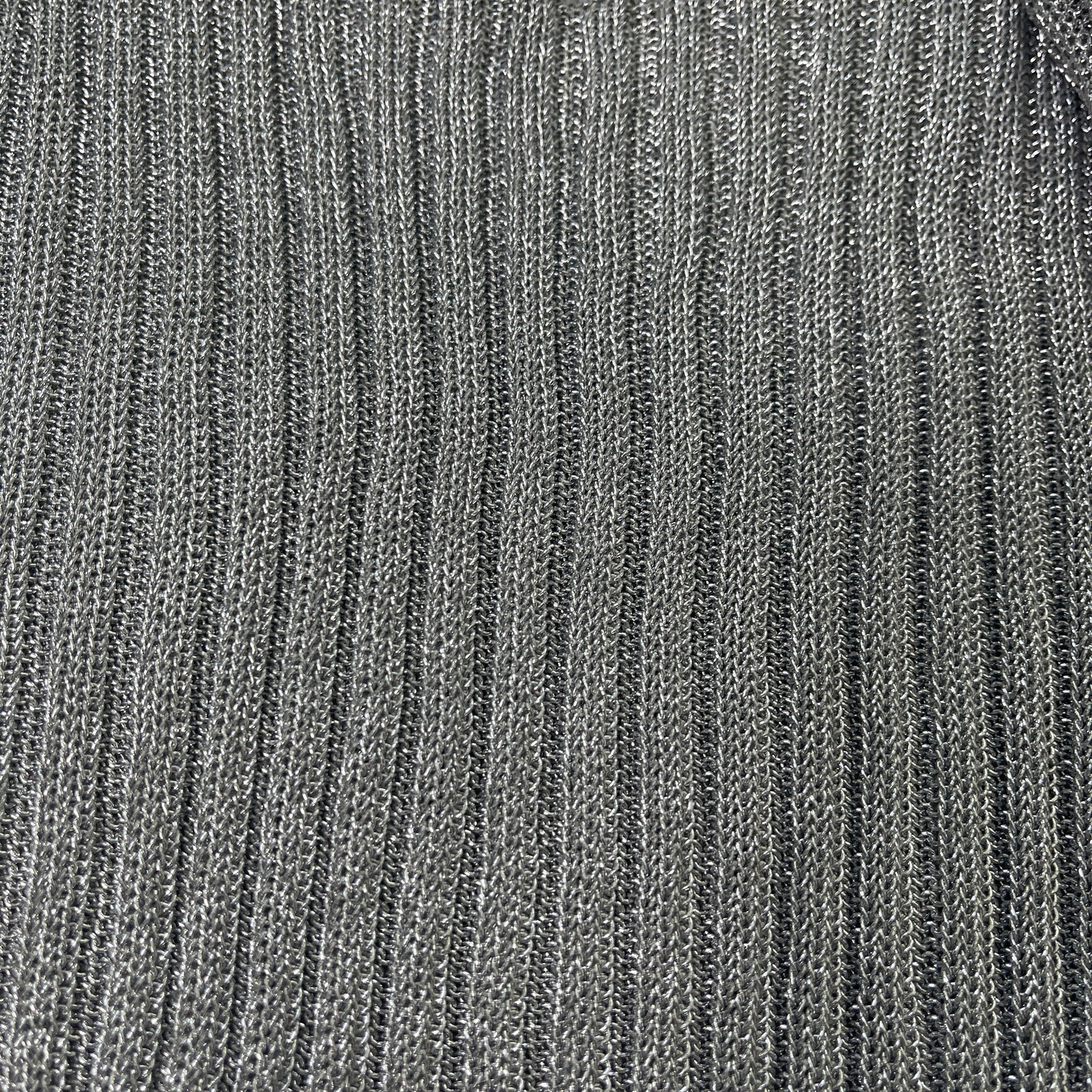 H&M Silver Metallic Ribbed Knit Maxi Dress Bell Sleeve Bodycon Long Sleeve XS