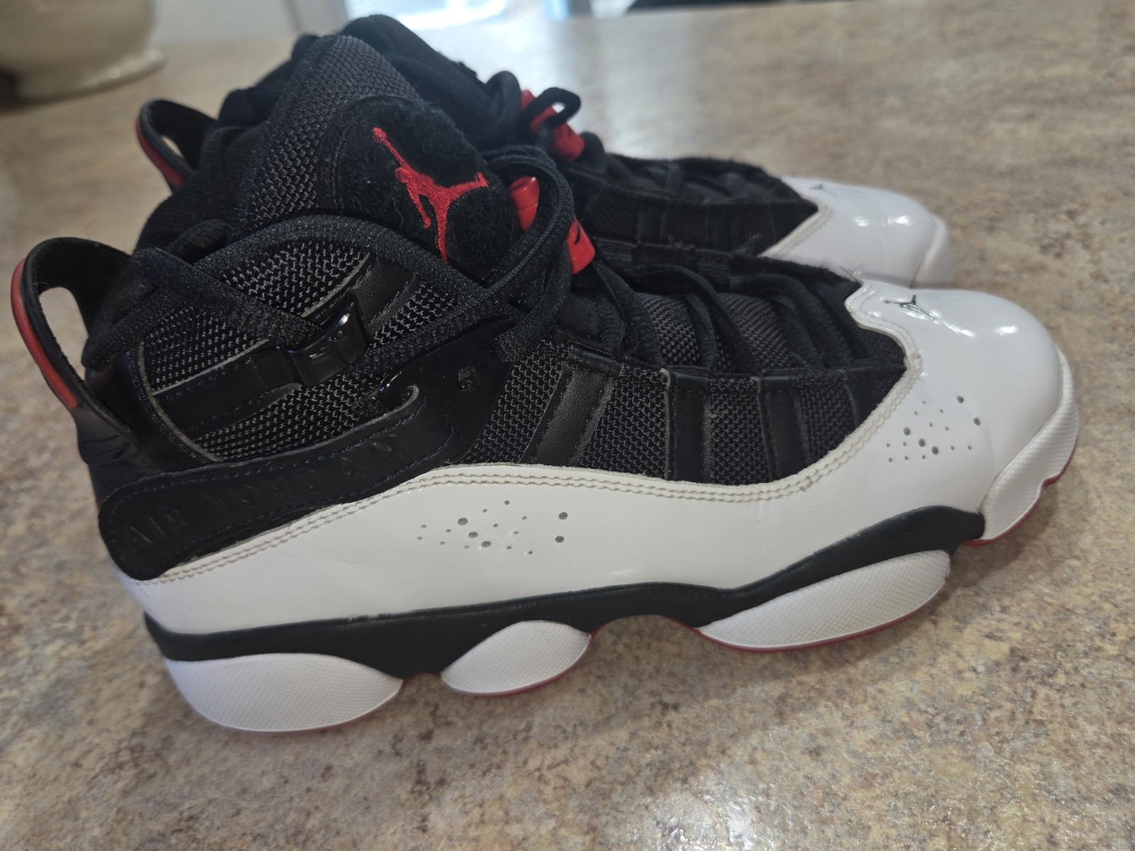 Jordan 6 Rings He Got Game Youth Sz 4.5Y Black White Gym Red Sneakers Very Good