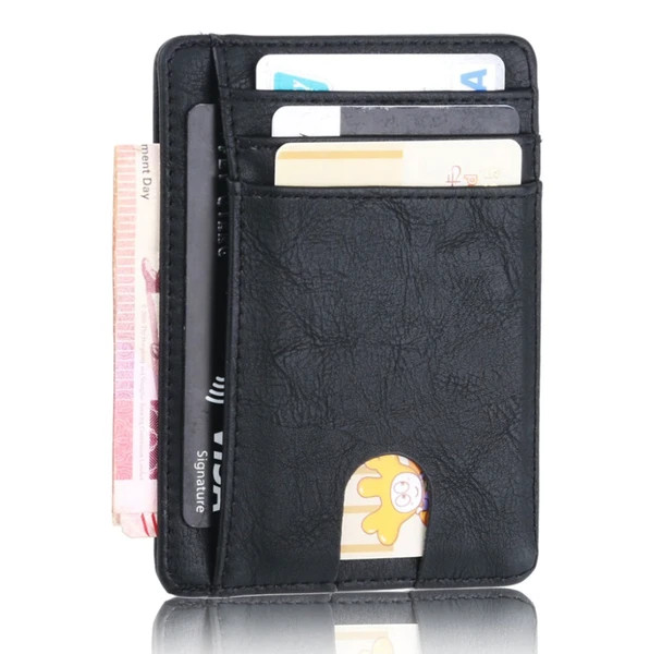 Mens Leather Wallet Slim Credit Card Holder RFID Blocking Money Clip