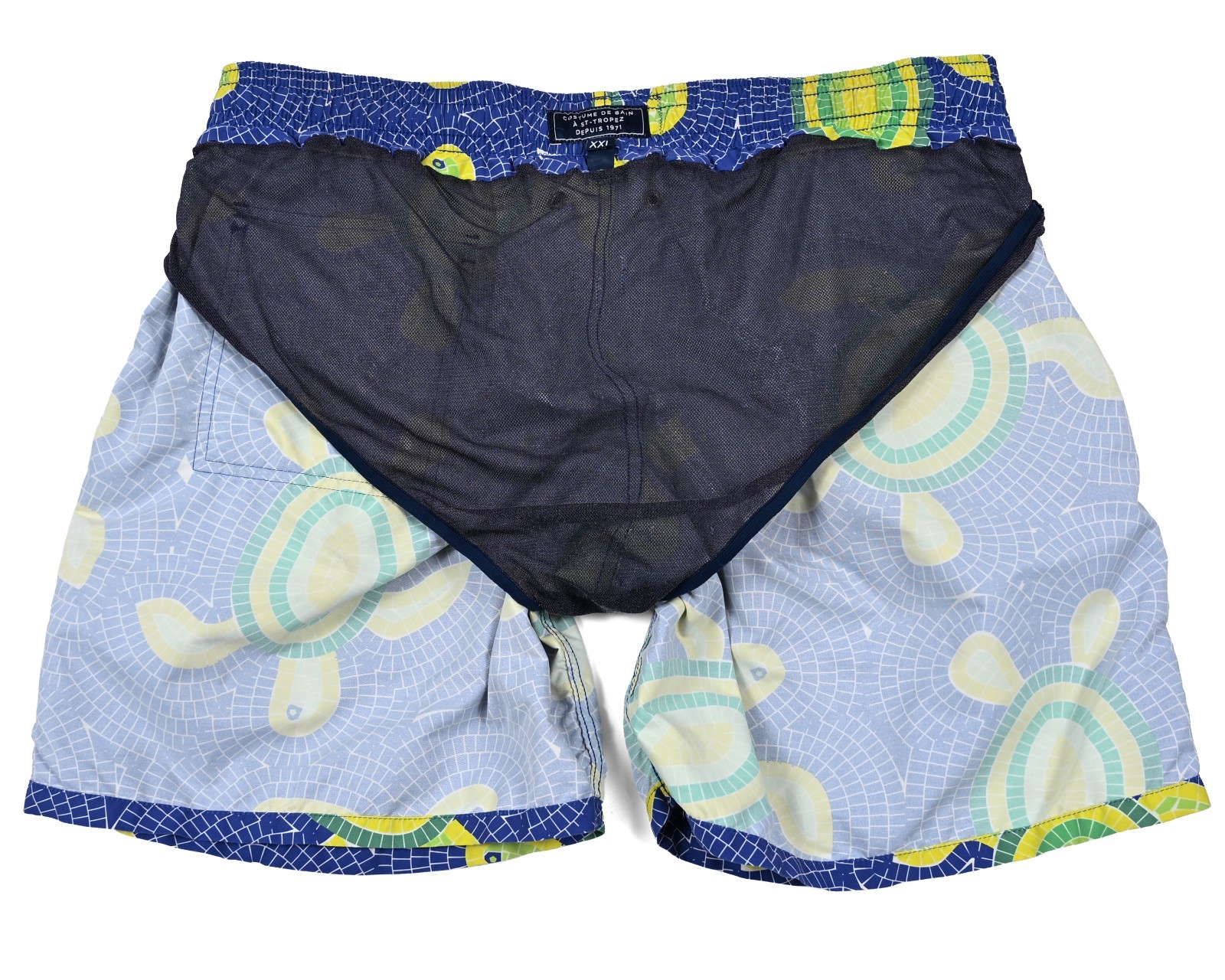 Vilebrequin Moorea Mosaic Sea Turtles Printed Swim Shorts Lined Men’s 2XL Resort