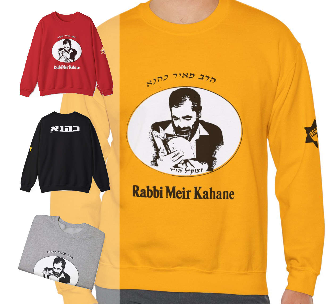 Rabbi Meir Kahane Zionist Apparel Jewish Pride Clothing Hebrew CHAI Sweatshirt