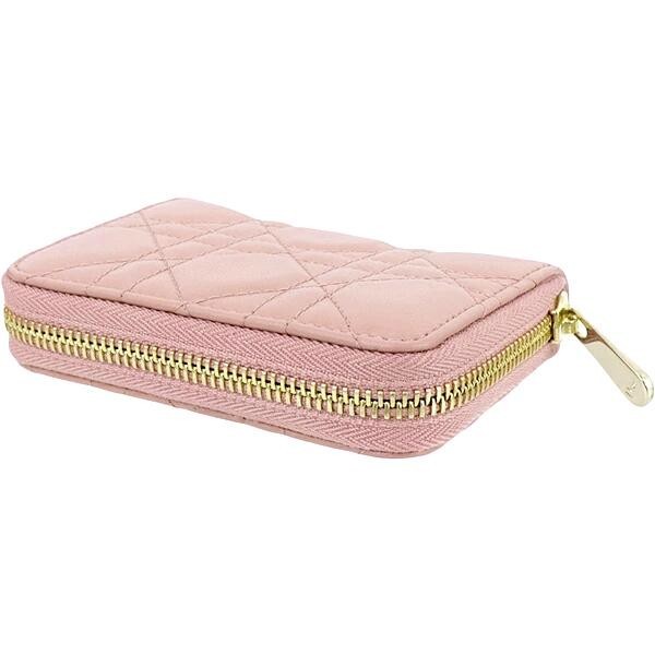 Auth Dior Small zip coin purse Lady dior Voyajeur Cannage Zip around wallet Pink