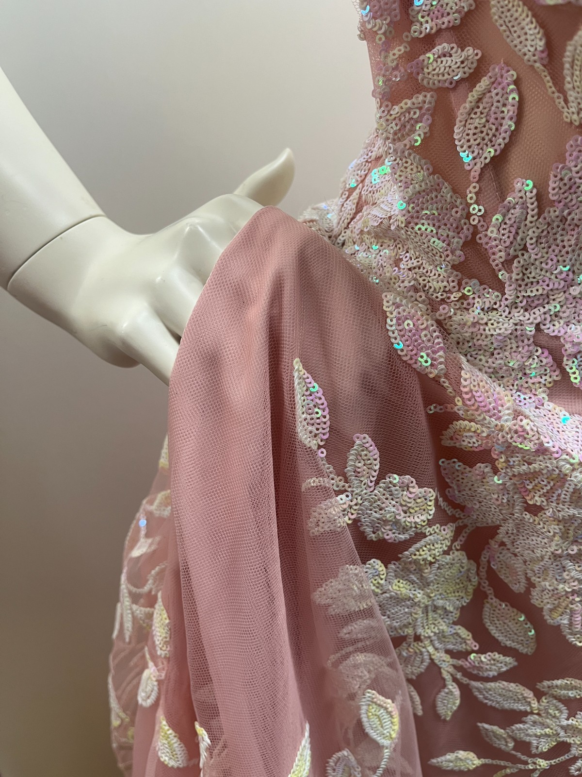 Pink Sequin Floral Dress
