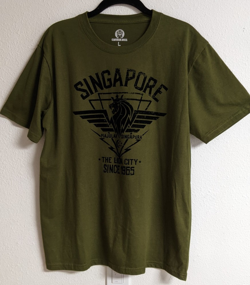 New~Men’s Guardian Angel T-Shirt SINGAPORE The Lion City Army Green Large