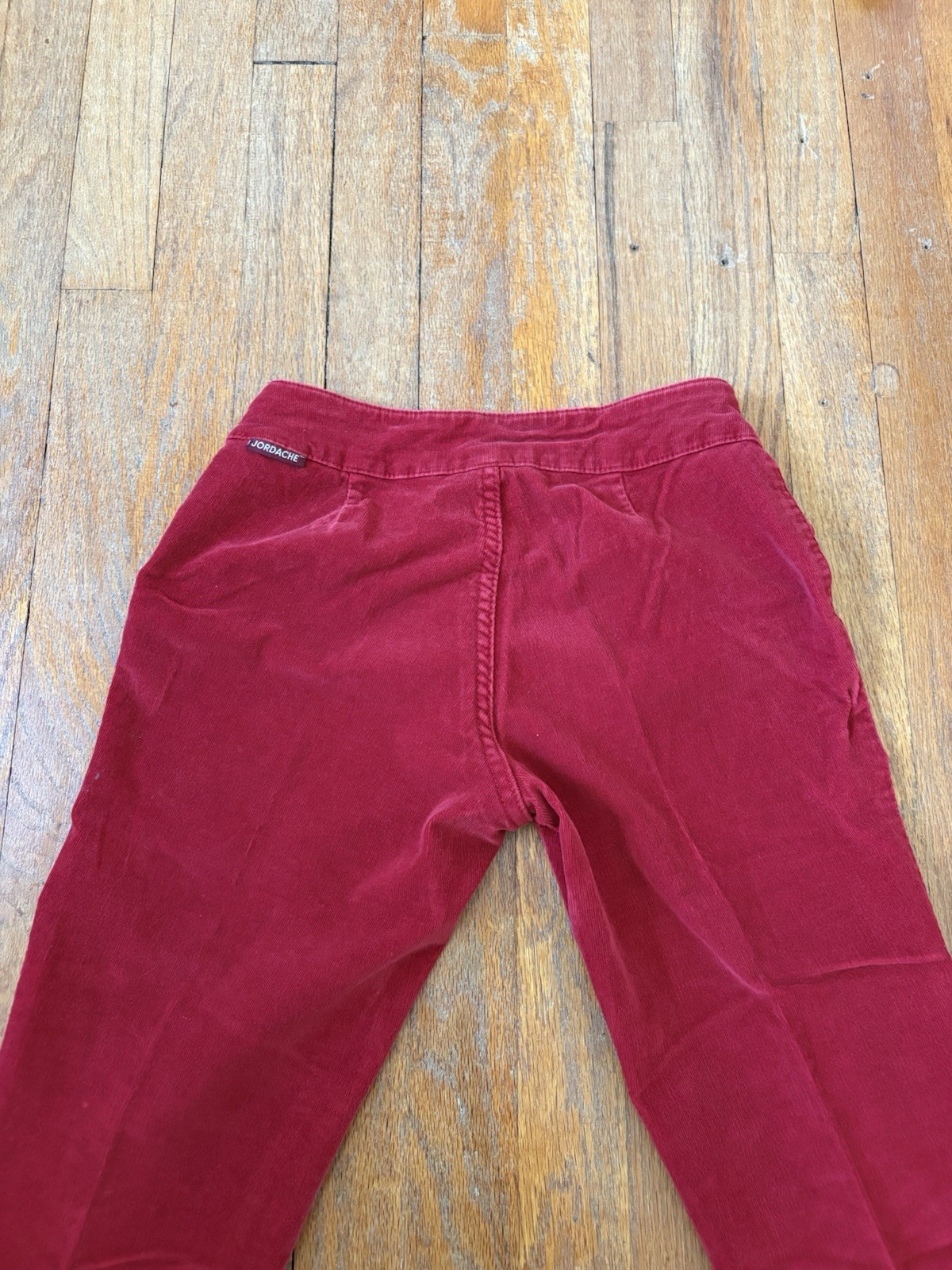 Jordache Red Corduroy Low Rise Stretch Flare Pants Pockets size 3/4