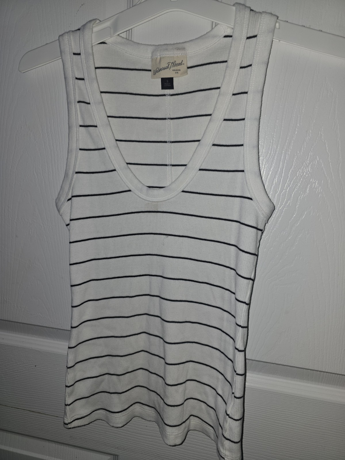 Universal Thread White/Black Striped Knit Scoop Neck Tank Top Sleeveless S