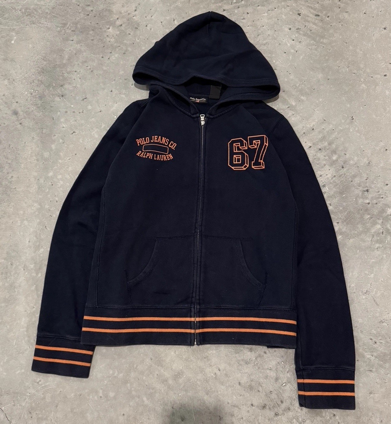 Vintage 90’s Polo Jeans Do/ Polo Ralph Lauren Navy Blue And Orange Hoodie XL
