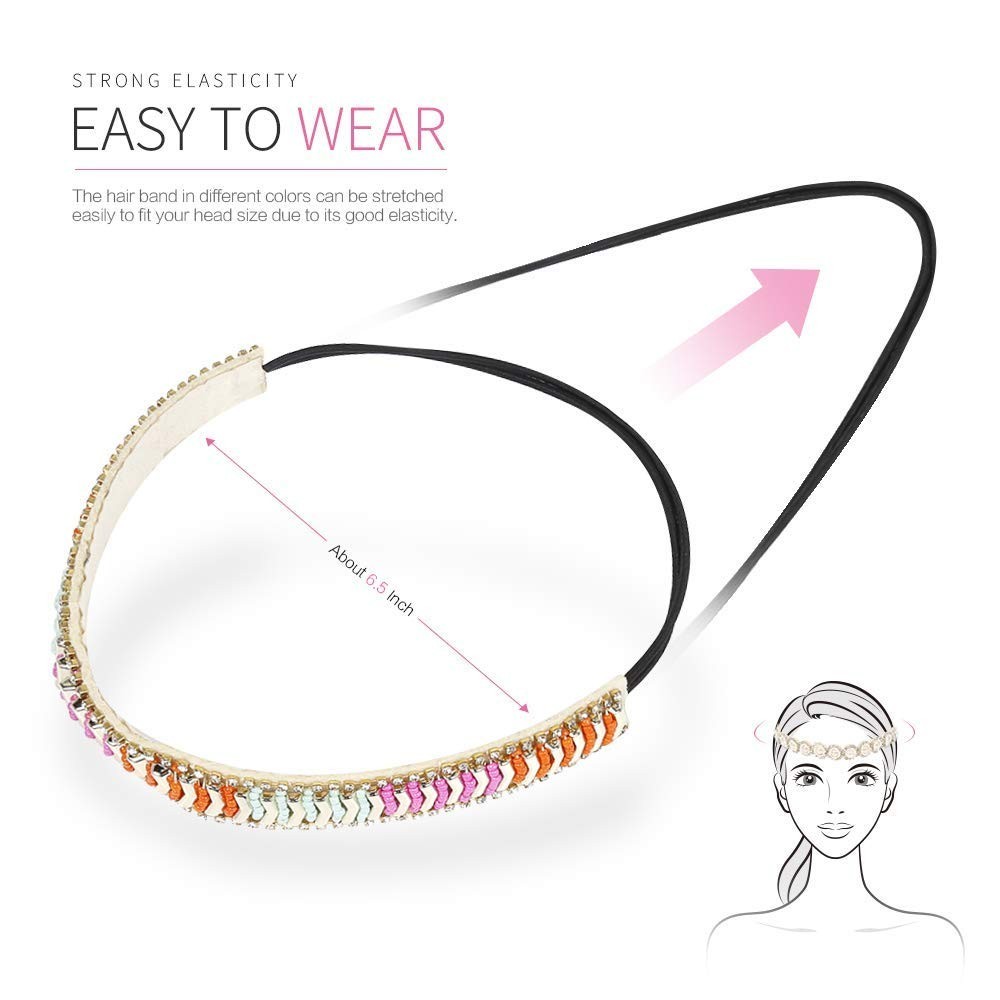 6pcs Hairbands for Women, 6 Rhinestone Beaded Headbands, Head Bands for Women…