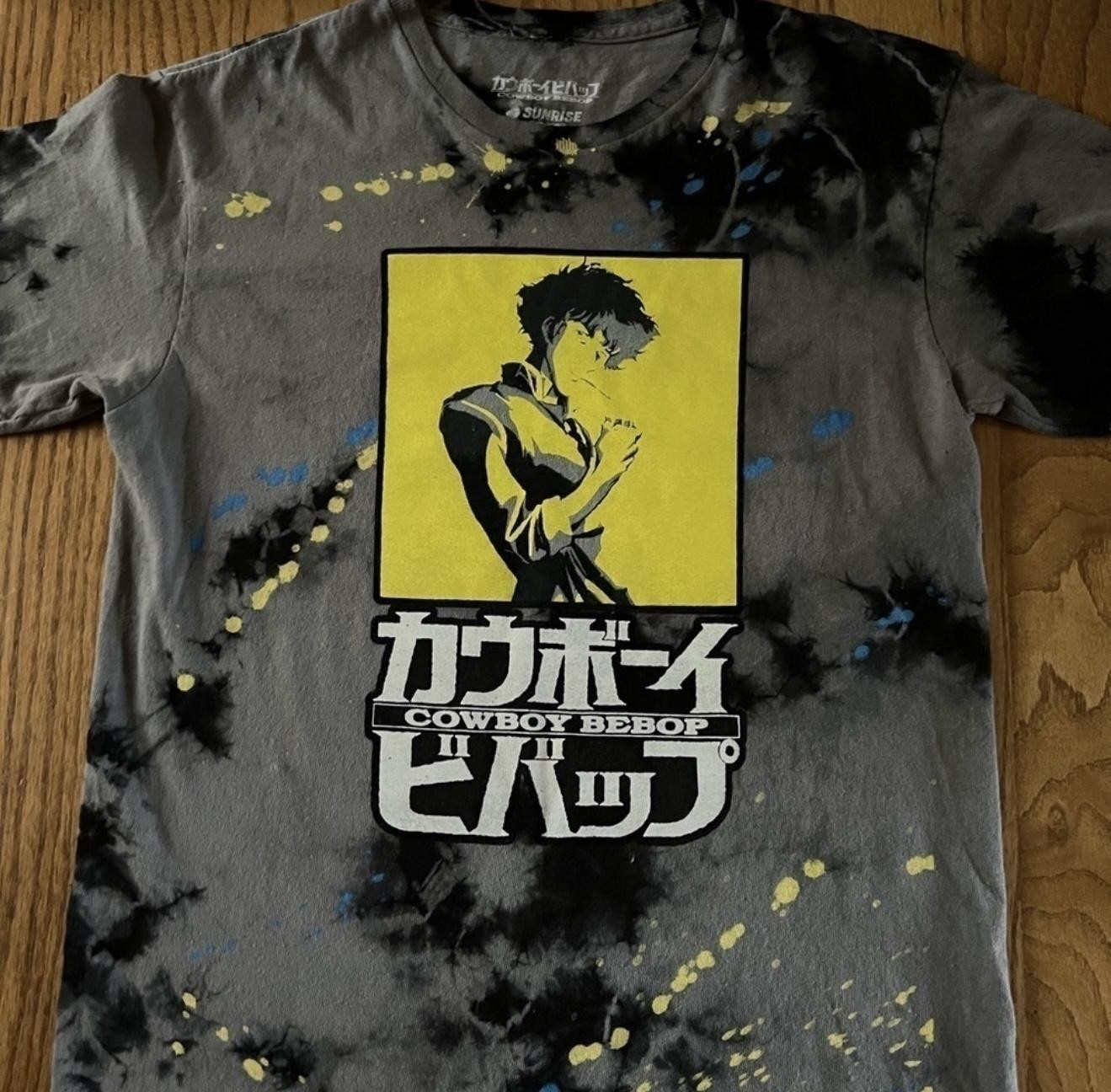 Cowboy Bebop Shirt Mens Small Gray Black Tie-Dye Spike Spiegel Anime Graphic Tee