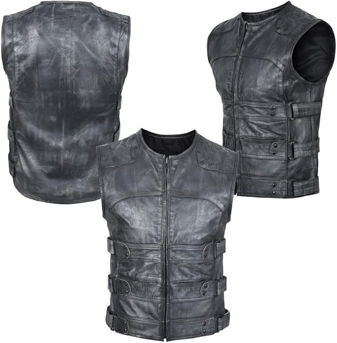 ARD CHAMPS™ Genuine Leather Motorcycle Vest – Side Strap Biker Riding Vest