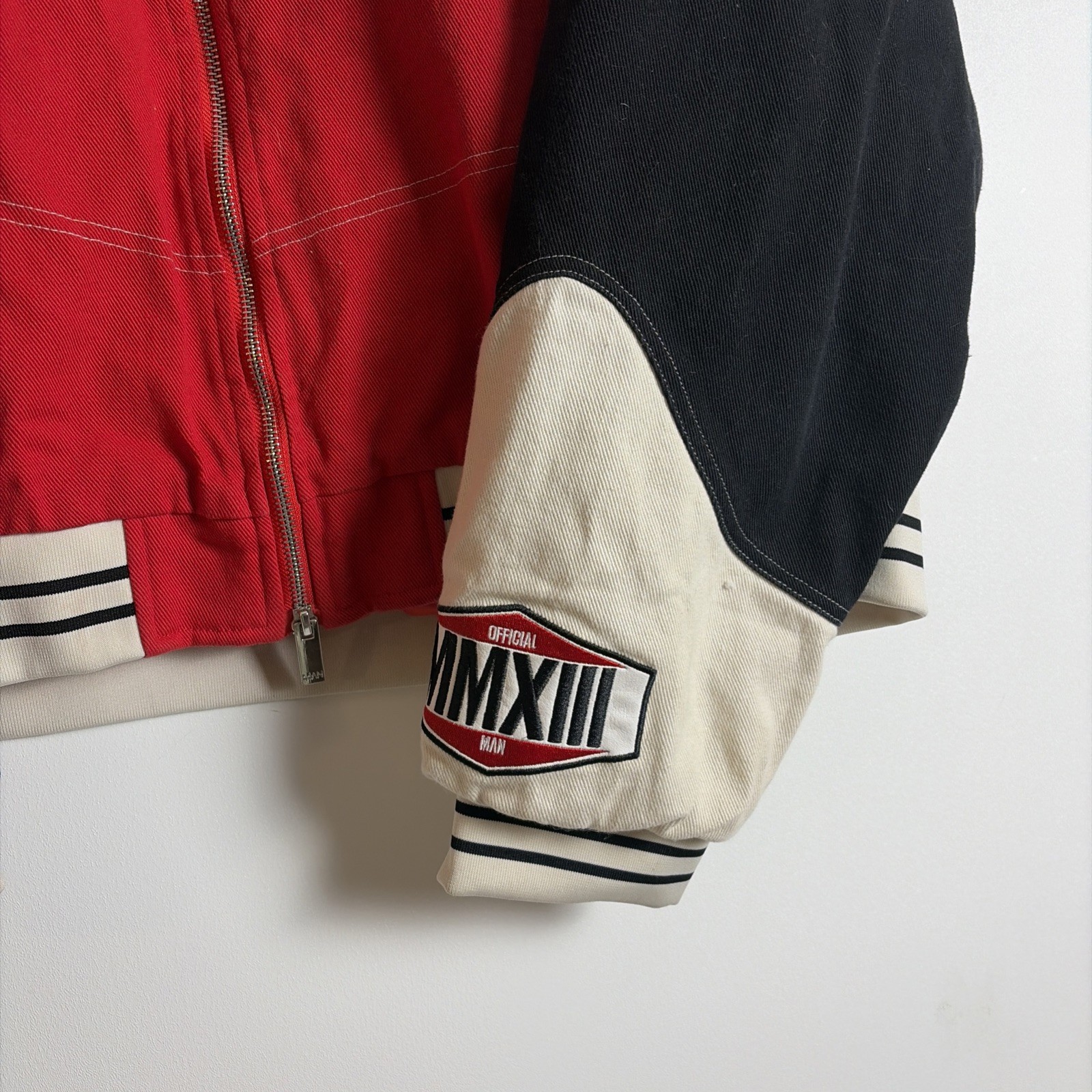 BoohooMAN Plus Boxy Twill Biker Panel Moto Jacket 2XL Motorcycle Rock Hipster