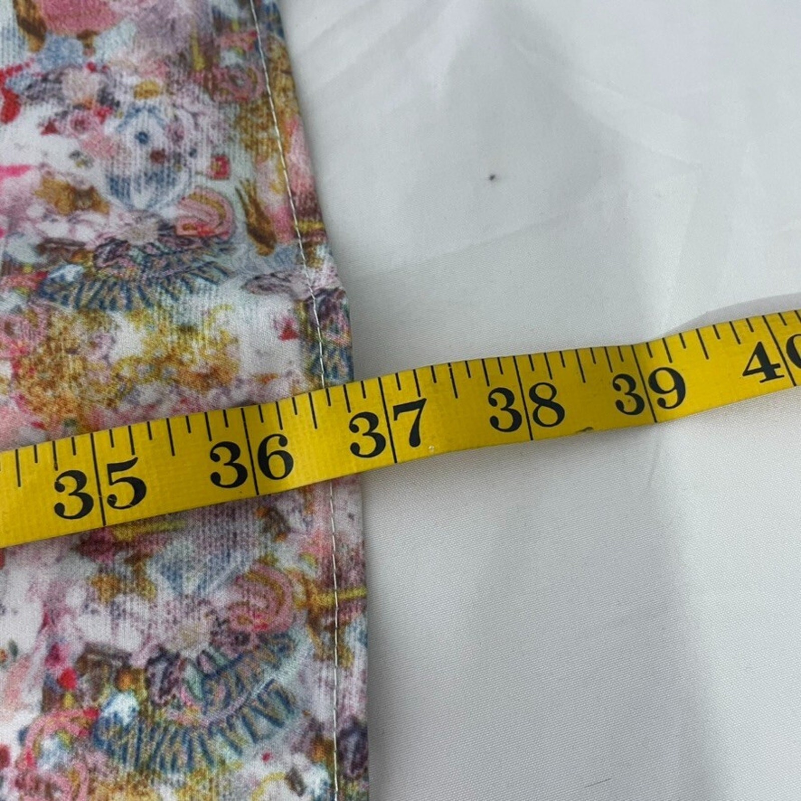 Dalia MacPhee Dress L Mint Multicolor Mesh Ruffle Neck Boho Garden Party