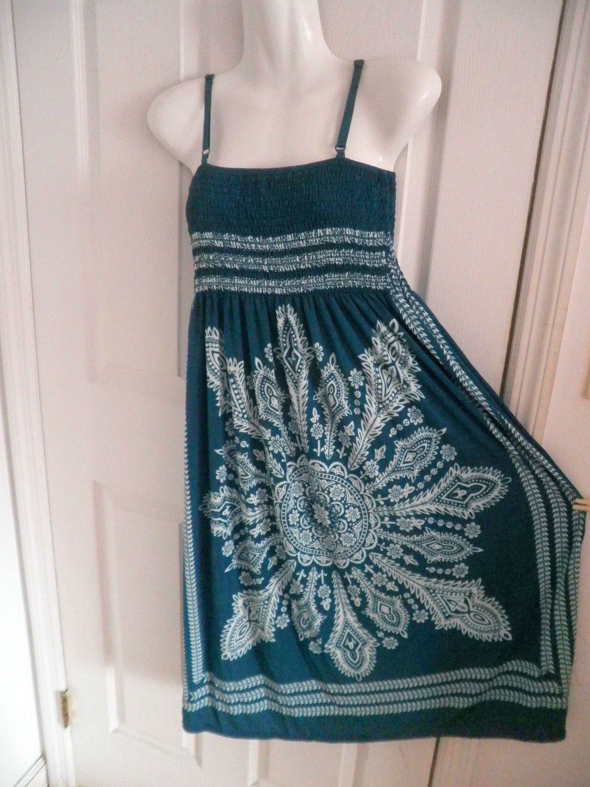 Women’s Stretch Beach Boho Hippie Hawaiian Sundress Adjustable Strap Dress